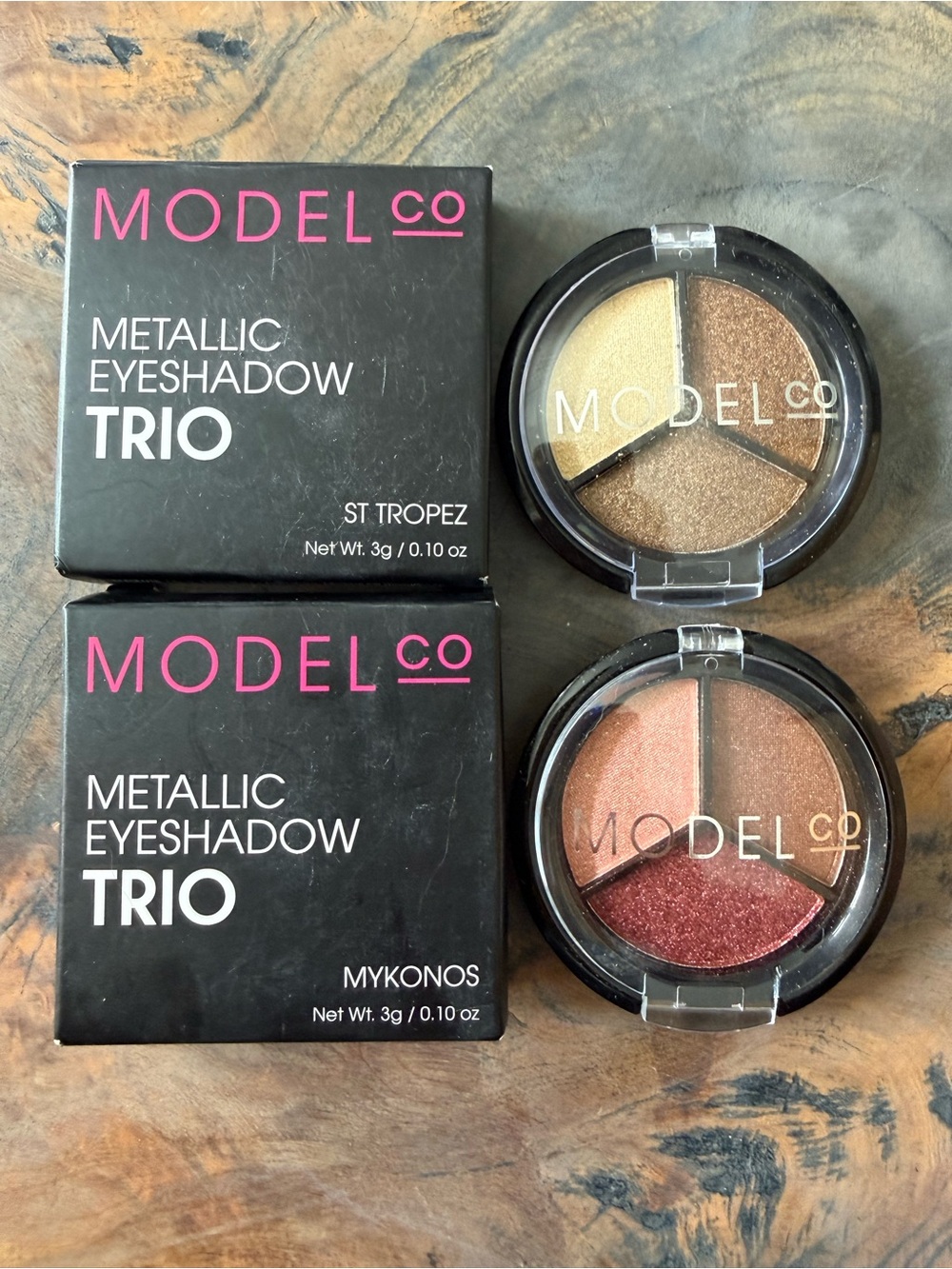 ModelCo Women Metallic Eyeshadow Trio - Gold, Bronze & Rose. Set of 2, unopened.